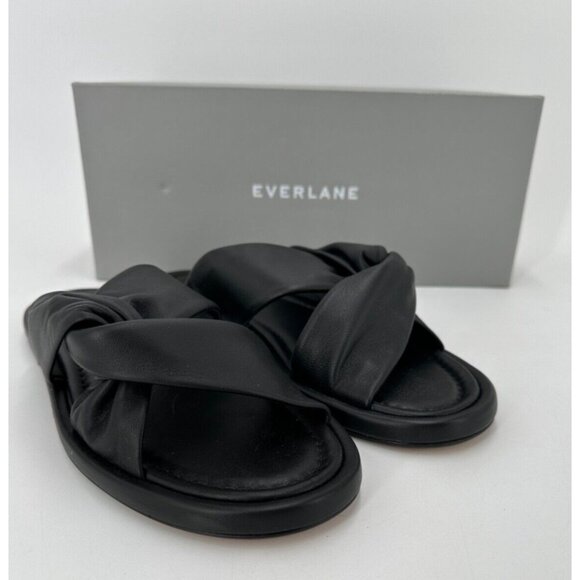 Everlane The Day Twist Sandals in Black size 10 Flat Slip-on Leather NEW - Picture 2 of 6